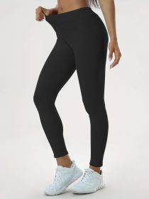 Women's Yoga Pants High Waist Lift High Elastic Tight Fitness Trousers (Option: Black-XL)