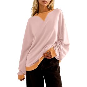 Loose Casual Contrast Color Sweater For Women (Option: Pink-S)