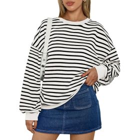 Cross Border TK Amazon Hot Oversized Loose Casual Striped Bathroom (Option: White-S)