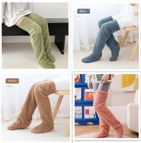 Over Knee High Fuzzy Long Socks Winter Warm Cold Leg Knee Joint Cold-proof Stockings Home Floor Sleeping Socks (Option: Set4-Average Size)