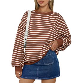 Cross Border TK Amazon Hot Oversized Loose Casual Striped Bathroom (Option: Brown-S)