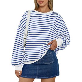 Cross Border TK Amazon Hot Oversized Loose Casual Striped Bathroom (Option: Blue-S)